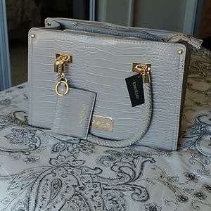 Bebe beige python handbag